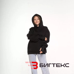Толстовка Худи оверсайз  с капюшоном , одежда, черная 