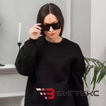Свитшот женский  оверсайз, одежда, черная 