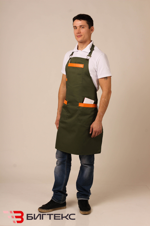 Фартук текстильный "Олива" со вставками из экокожи