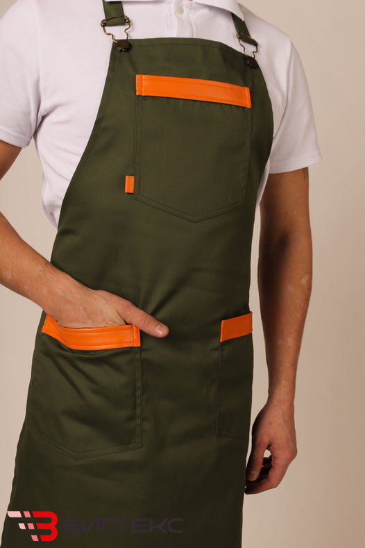 Фартук текстильный "Олива" со вставками из экокожи