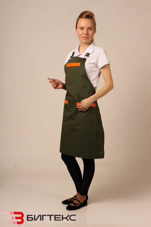Фартук текстильный "Олива" со вставками из экокожи