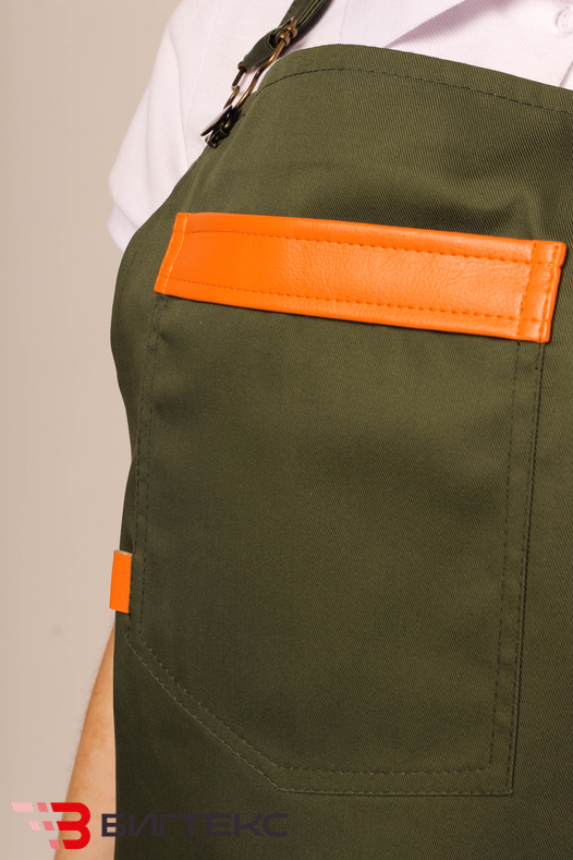 Фартук текстильный "Олива" со вставками из экокожи