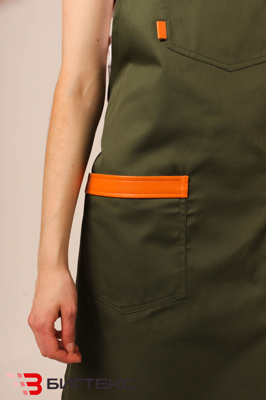 Фартук текстильный "Олива" со вставками из экокожи