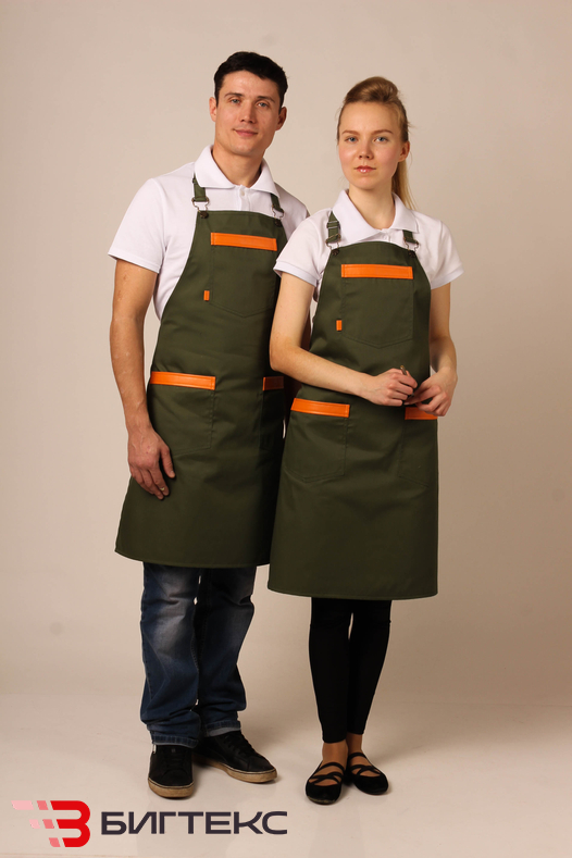 Фартук текстильный "Олива" со вставками из экокожи