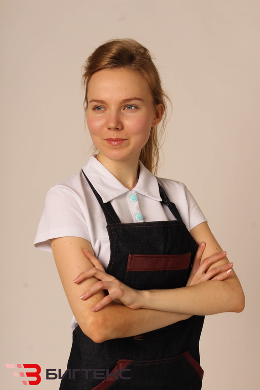 Фартук джинсовый с отделкой из экокожи