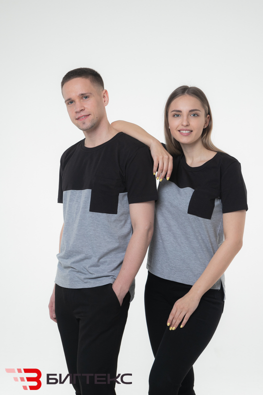Футболка комбинированная с карманом 