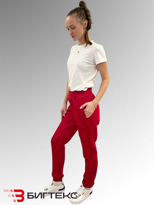 Брюки из футера, красные